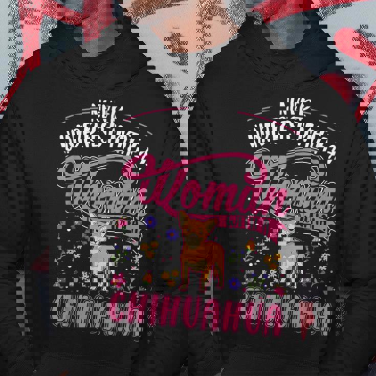 Never Underestimate A Woman With A Chihuahua Hoodie Personalized Gifts