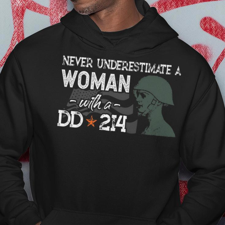 Never Underestimate A Woman With A Dd214 Veterans Day Gift Hoodie Funny Gifts