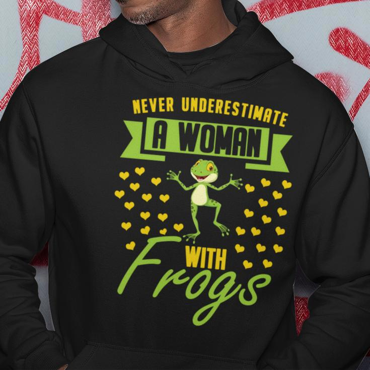 Never Underestimate A Woman With Frogs Toad Gift Frog Gifts For Frog Lovers Funny Gifts Hoodie Unique Gifts