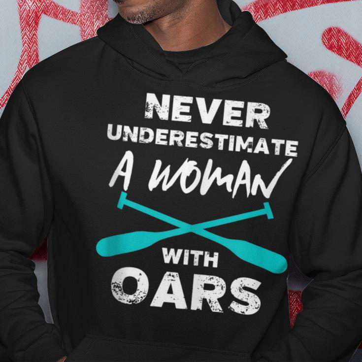 Never Underestimate A Woman With Oars Rowing Kayaking Crew Hoodie Funny Gifts