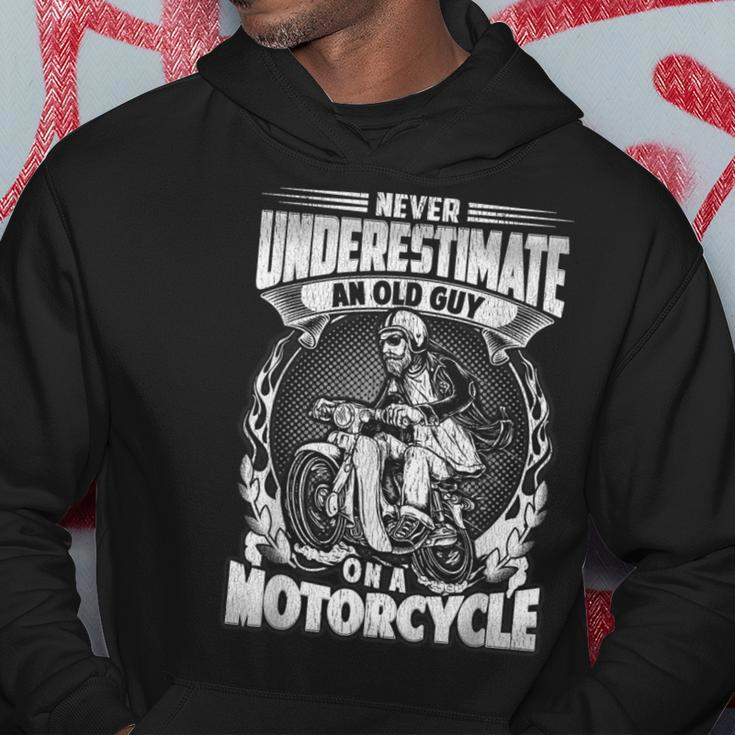Never Underestimate An Old Guy On A Motorcycle Scooter Biker Biker Funny Gifts Hoodie Unique Gifts