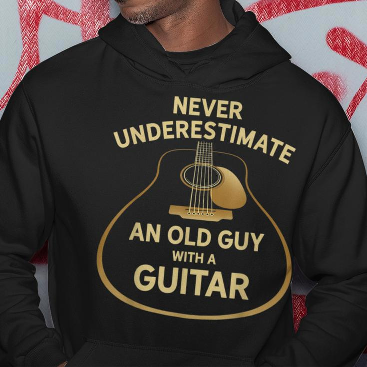 Never Underestimate An Old Guy With A Guitar Guitar Funny Gifts Hoodie Unique Gifts