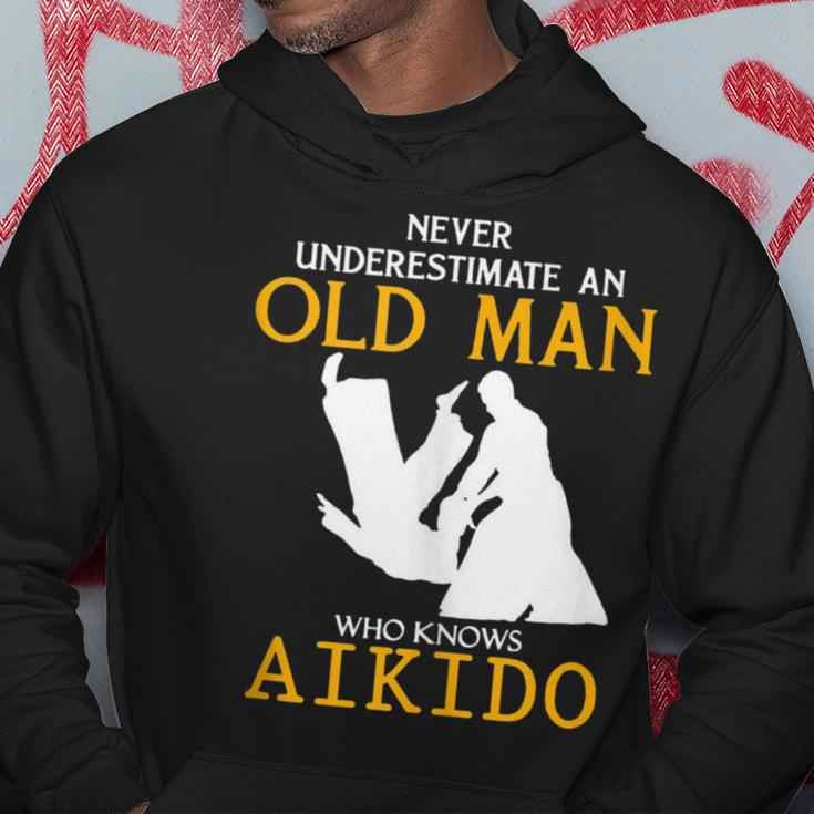 Never Underestimate An Old Man Who Knows Aikido Hoodie Funny Gifts