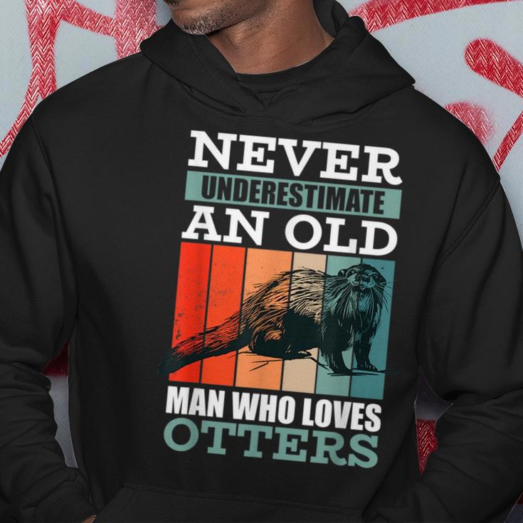 Never Underestimate An Old Man Who Loves Otters With A Otter Hoodie Funny Gifts