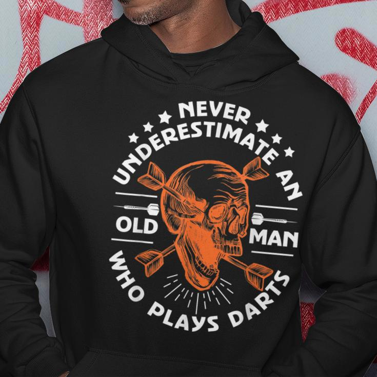 Never Underestimate An Old Man Who Plays Darts Hoodie Funny Gifts