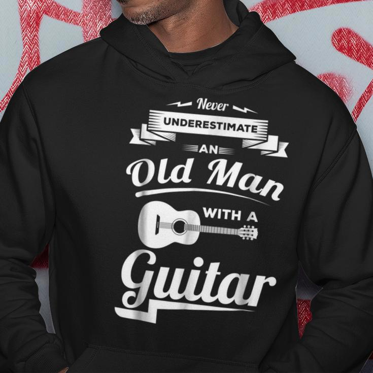 Never Underestimate An Old Man With A Guitar Dad Grandpa Gift For Mens Hoodie Funny Gifts