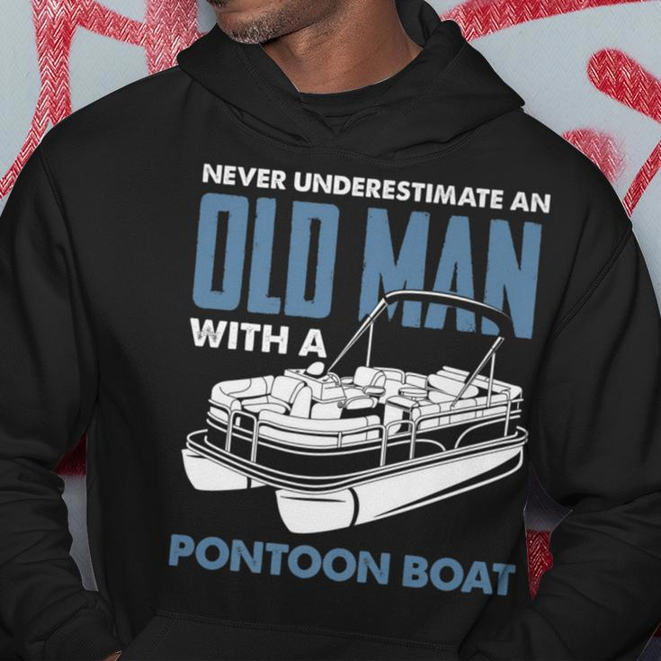 Never Underestimate An Old Man With A Pontoon Boat Captain Gift For Mens Hoodie Funny Gifts