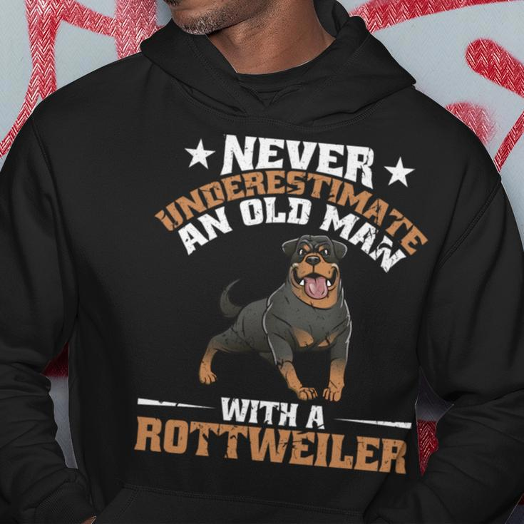 Never Underestimate An Old Man With A Rottweiler Dog Dad Hoodie Funny Gifts