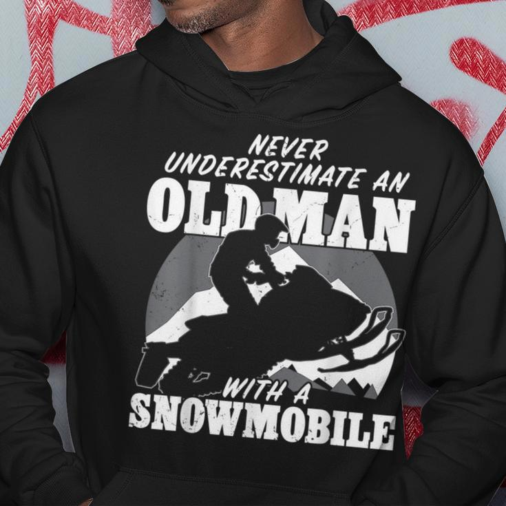 Never Underestimate An Old Man With A Snowmobile Gift Idea Gift For Mens Hoodie Unique Gifts