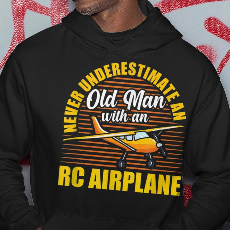 Never Underestimate An Old Man With An Rc Airplane Gift For Mens Hoodie Funny Gifts
