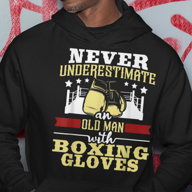 Never Underestimate An Old Man With Boxing Gloves Boxer Gift For Mens Hoodie Unique Gifts