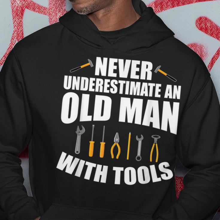 Never Underestimate An Old Man With Tools Dad Grandpa Fix It Gift For Mens Hoodie Unique Gifts