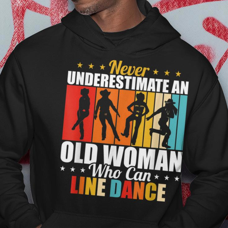 Never Underestimate An Old Woman Who Can Line Dance Hoodie Funny Gifts