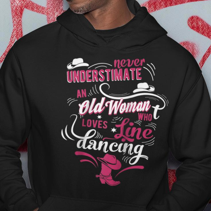 Never Underestimate An Old Woman Who Can Line Dance Lover Hoodie Funny Gifts