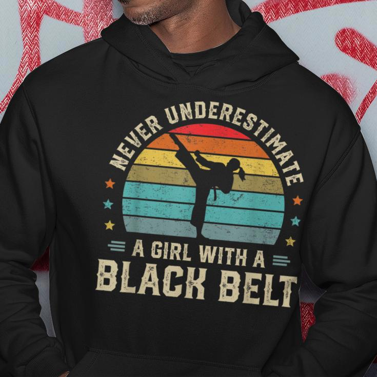 Never Underestimate Girl With A Black Belt Karate Jiu Jitsu Karate Funny Gifts Hoodie Unique Gifts