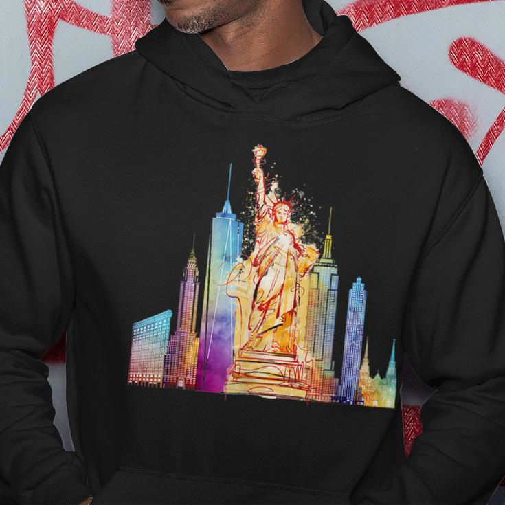 New York City Nyc Retro Watercolor Statue Of Liberty Ny City Hoodie Unique Gifts