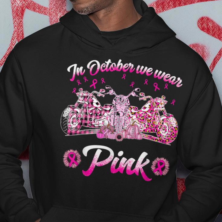 In October We Wear Pink Motorcycles Biker Hoodie Unique Gifts