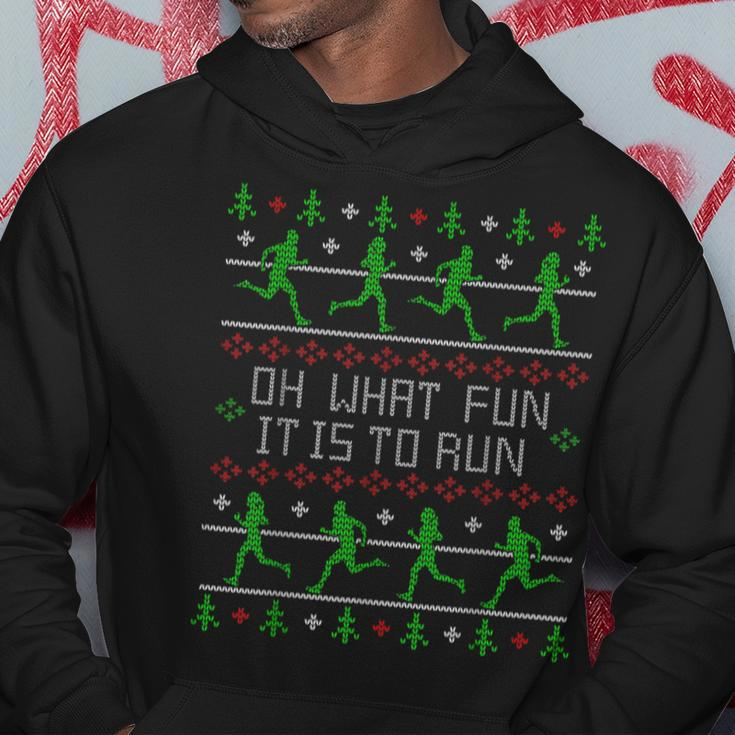 Oh What Fun It Is To Run Ugly Christmas Sweater Party Hoodie Unique Gifts