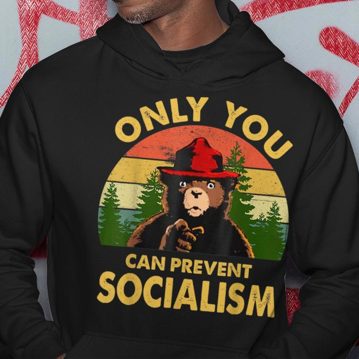 Only You Can Prevent Socialism Bear Camping Vintage Funny Camping Funny Gifts Hoodie Unique Gifts