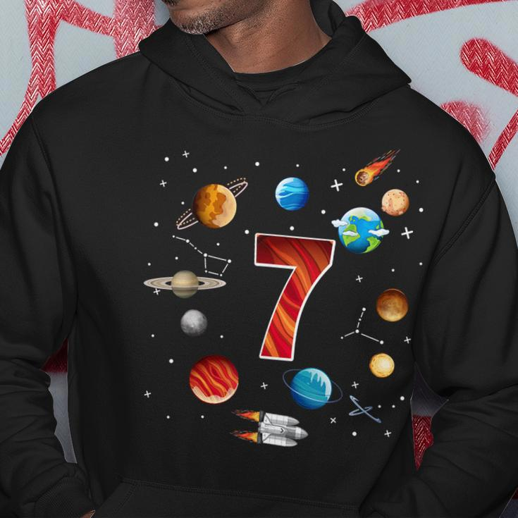 Outer Space 7 Years Old 7Th Birthday Boys Planets Astronaut Hoodie Unique Gifts