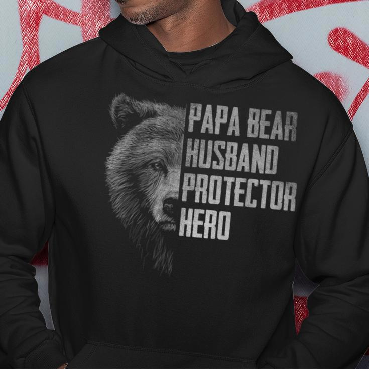 Papa Bear Husband Protector Hero Dad Funny Fathers Day Dad Hoodie Unique Gifts