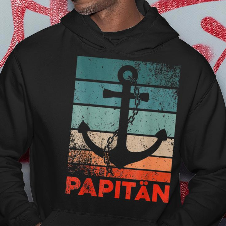 Papitän | Papa And Captain Funny Retro Anchor Fathers Day Hoodie Unique Gifts