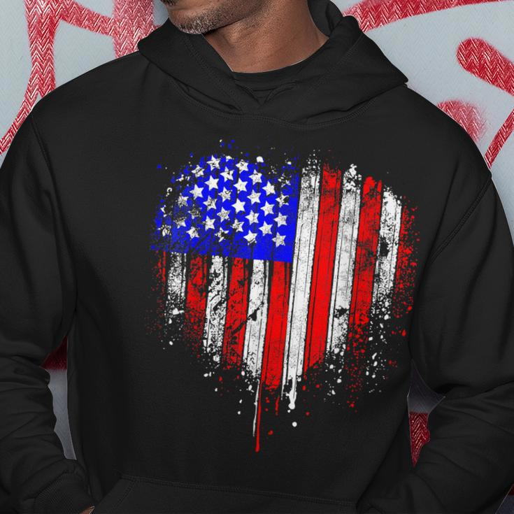 Patriotic American Flag Heart 4Th Of July Vintage Usa Flag Hoodie Unique Gifts