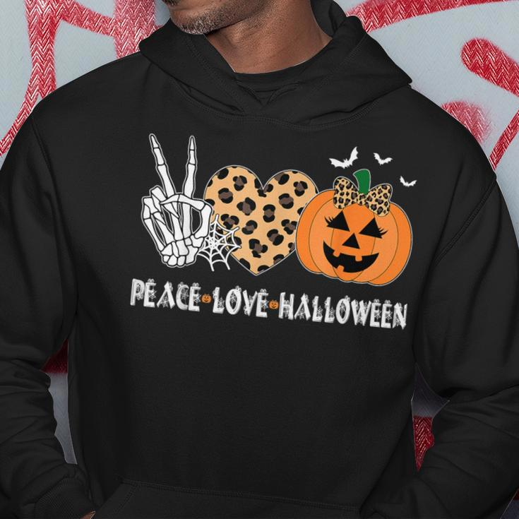 Peace Love Halloween Scary Pumpkin Leopard Skeleton Hoodie Unique Gifts