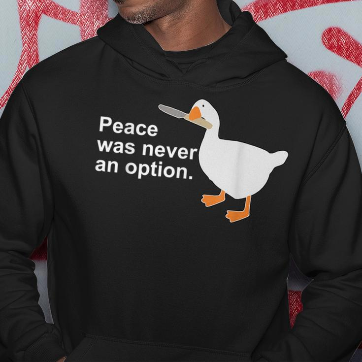 Peace Was Never An Option Funny Goose Apparel Hoodie Unique Gifts