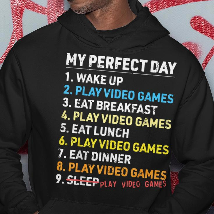 My Perfect Day Video Games Gamer Boys Gaming Hoodie Funny Gifts