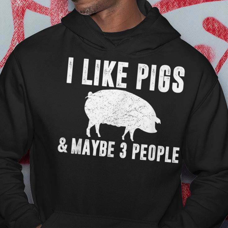 I Like Pigs & Maybe 3 People Pig Farmer Quote Graphic Hoodie Unique Gifts