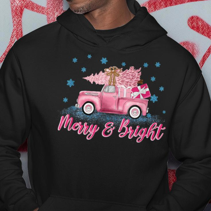 Pink Tree Christmas Merry And Bright Pink Truck Xmas Costume Hoodie Unique Gifts