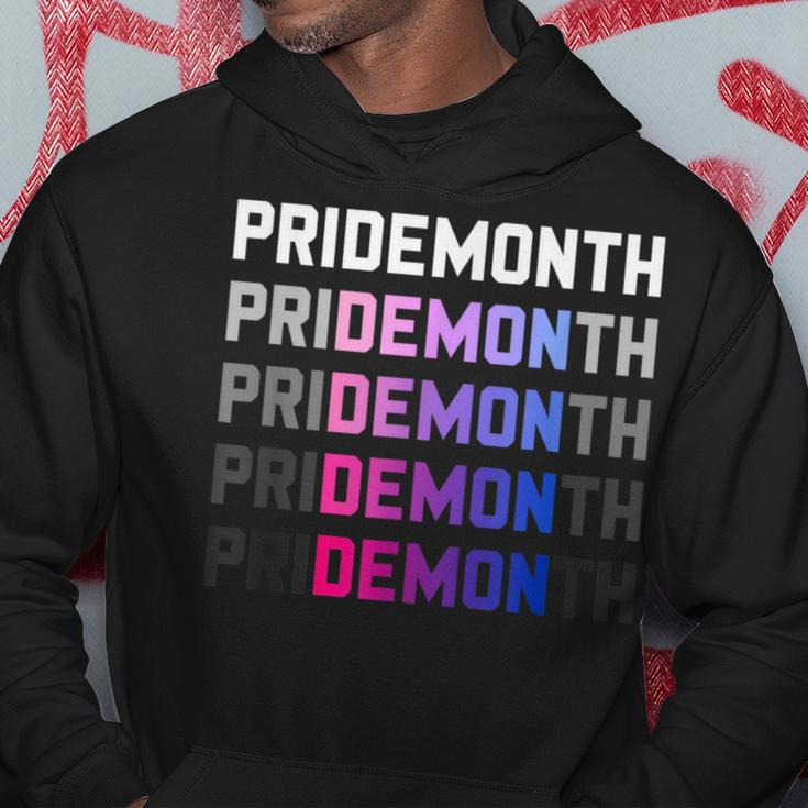Pridemonth Demon Vintage Human Right Bisexual Hoodie Unique Gifts