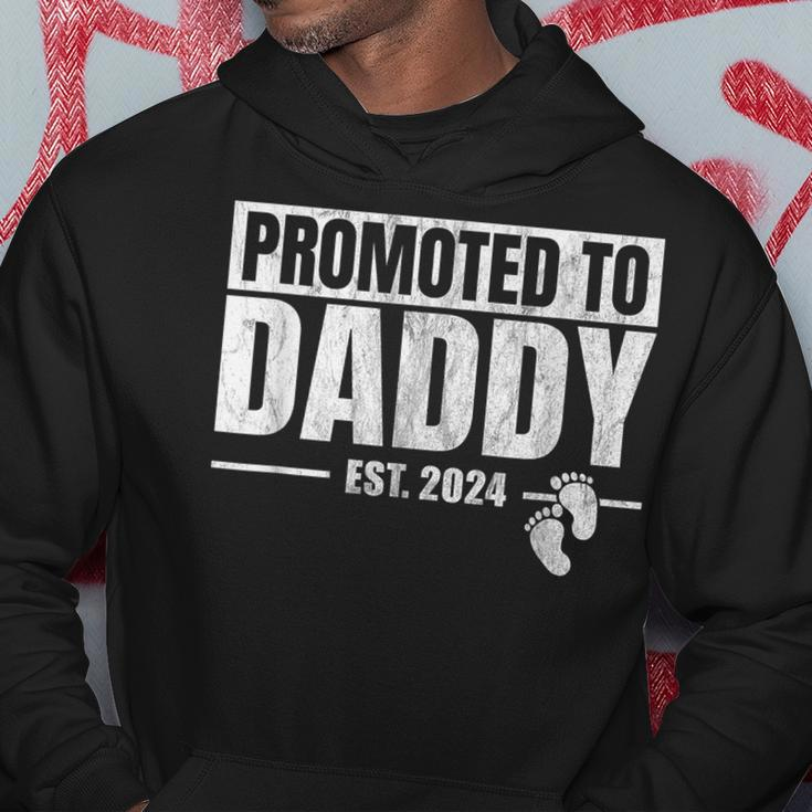 Promoted To Daddy Est 2024 Fathers Day First Time Dad Hoodie Funny Gifts