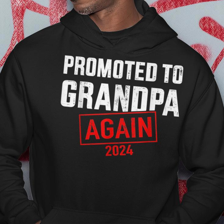 Promoted To Grandpa 2024 Again For New Baby Grandfather Hoodie Unique Gifts