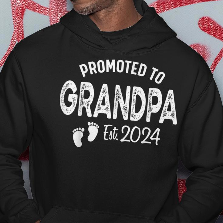 Promoted To Grandpa 2024 Soon To Be Granddad Funny New Dad Hoodie Personalized Gifts