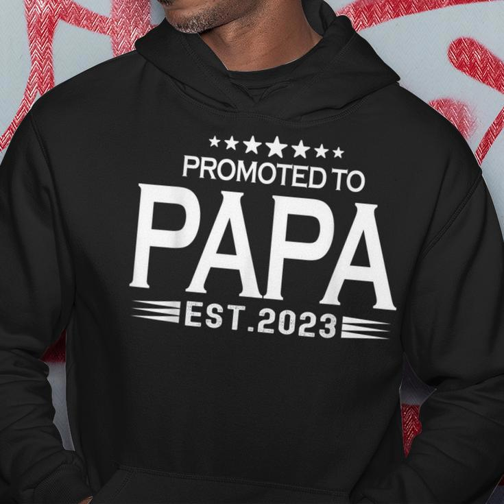 Promoted To Papa Est2023 Funny Mens First Time Dad Daddy Hoodie Funny Gifts