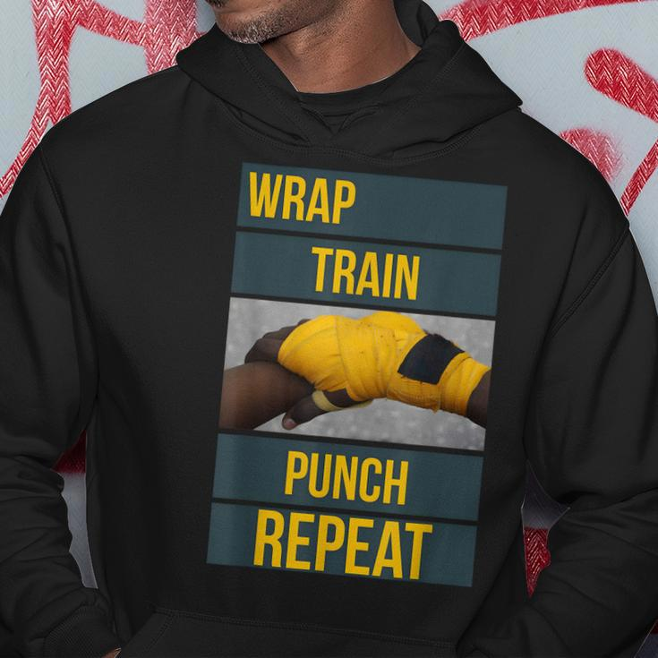 Punchy Graphics Wrap Train Punch Repeat Boxing Kickboxing Hoodie Unique Gifts
