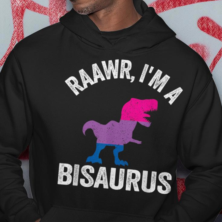 Raawr Im A Bisaurus Dinosaur T-Rex Bisexual Flag Bi Pride Hoodie Unique Gifts