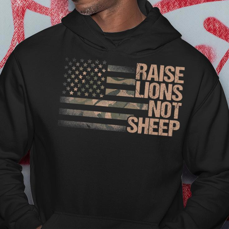 Raise Lions Not Sheep American Patriot Patriotic Lion Hoodie Unique Gifts