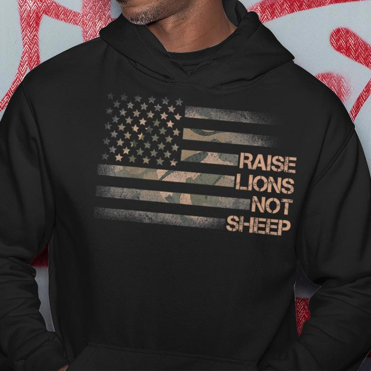Raise Lions Not Sheep Patriotic Lion American Flag Patriot Hoodie Unique Gifts