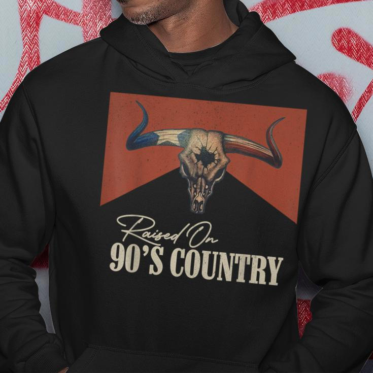Raised On 90'S Country Music Vintage Bull Skull Western Life Hoodie Unique Gifts