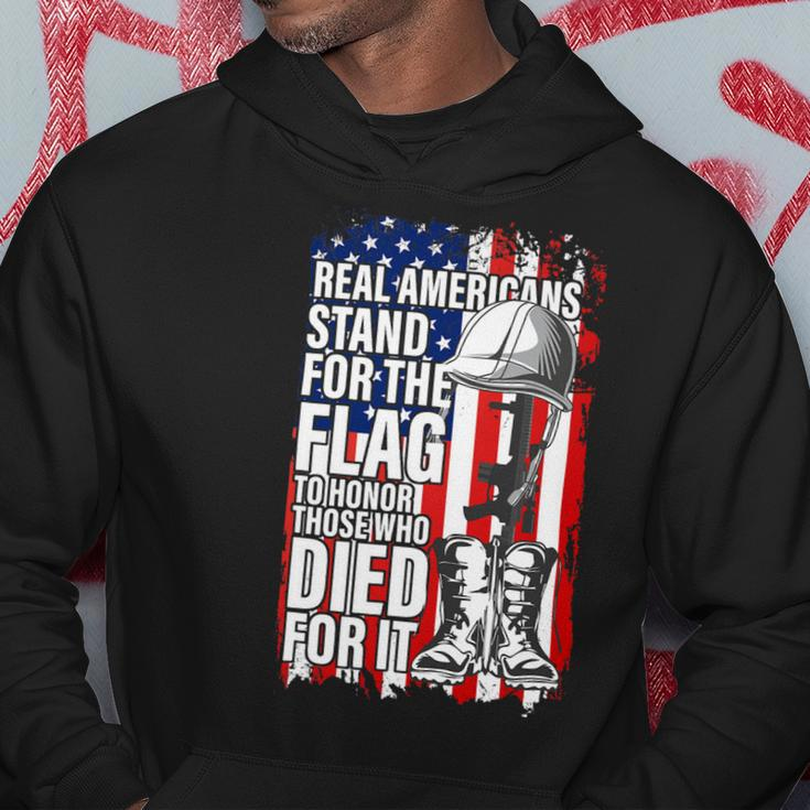 Real Americans Stand For The Flag Shirt Veteran Day Us Hoodie Unique Gifts