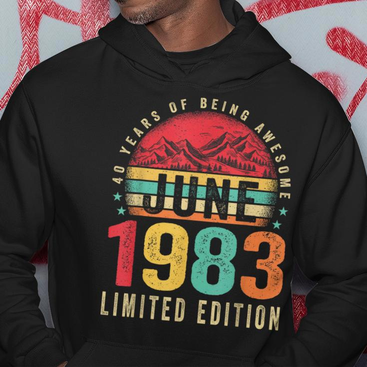 Retro 40Th Birthday Gifts Vintage Awesome Since June 1983 Hoodie Unique Gifts
