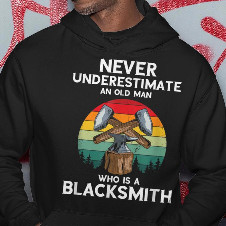 Retro Blacksmith Oldman Never Underestimate Metalworking Gift For Mens Hoodie Unique Gifts