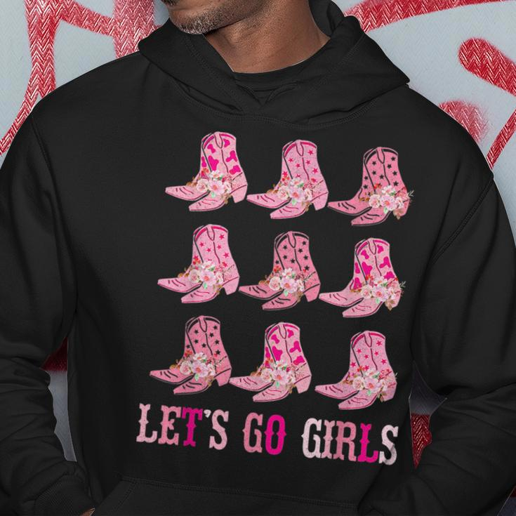 Retro Lets Go Girls Boot Pink Western Cowgirl Hoodie Unique Gifts