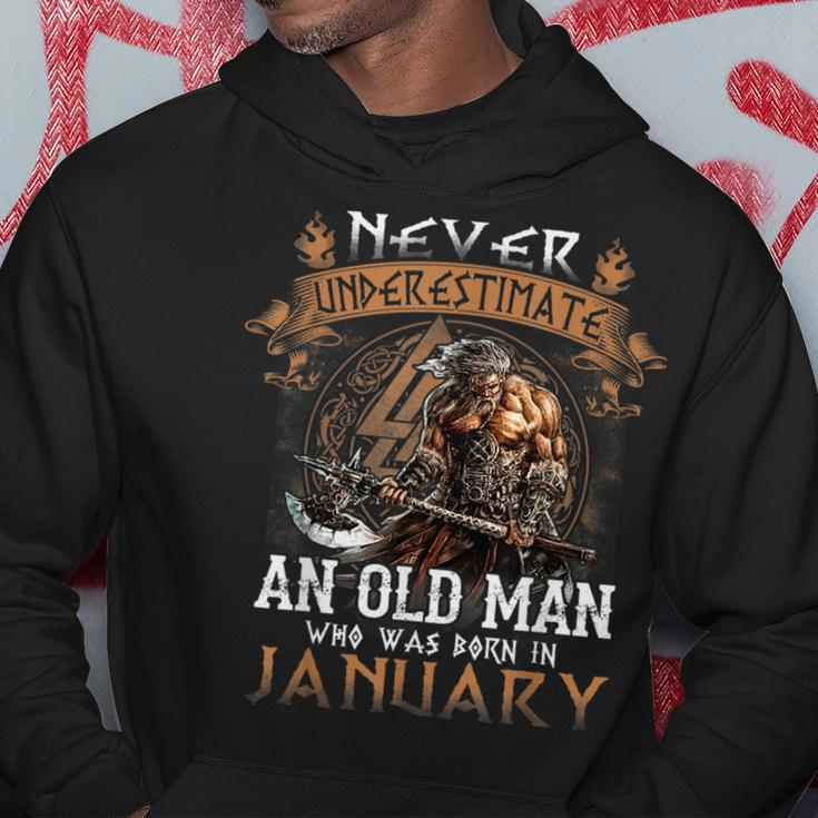 Retro Never Underestimate An Old Man Who Was Born In January Hoodie Funny Gifts