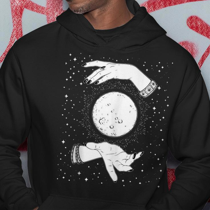 Retro Vintage Halloween Witchy Moon With Witch Hands & Stars Moon Funny Gifts Hoodie Unique Gifts