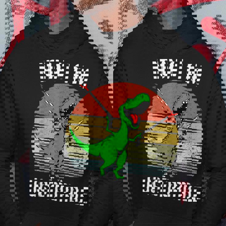 Retro Vintage Now I Am Unstoppable Trex Funny Trex Hoodie Unique Gifts