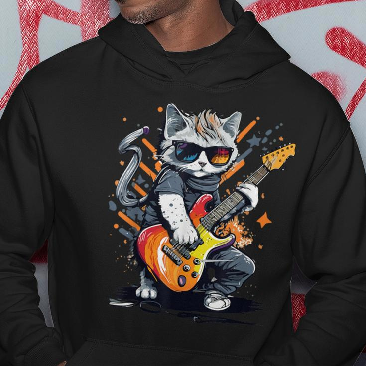 Rock Cat Playing Guitar Guitar Cat Hoodie Unique Gifts